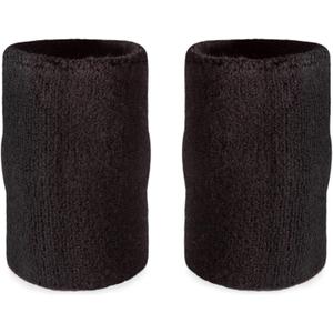Suddora 6" Doublewide Wrist Bands/Armbands (Pair) - Thick Sweatbands for Basketball, Tennis, Baseball, Gym (Black)