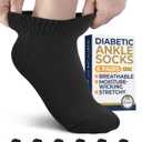 Pembrook Ankle Diabetic Socks for Women and Men - 6 Pairs | Low Cut Neuropathy Socks for Women | Smooth Toe Seams (Black)