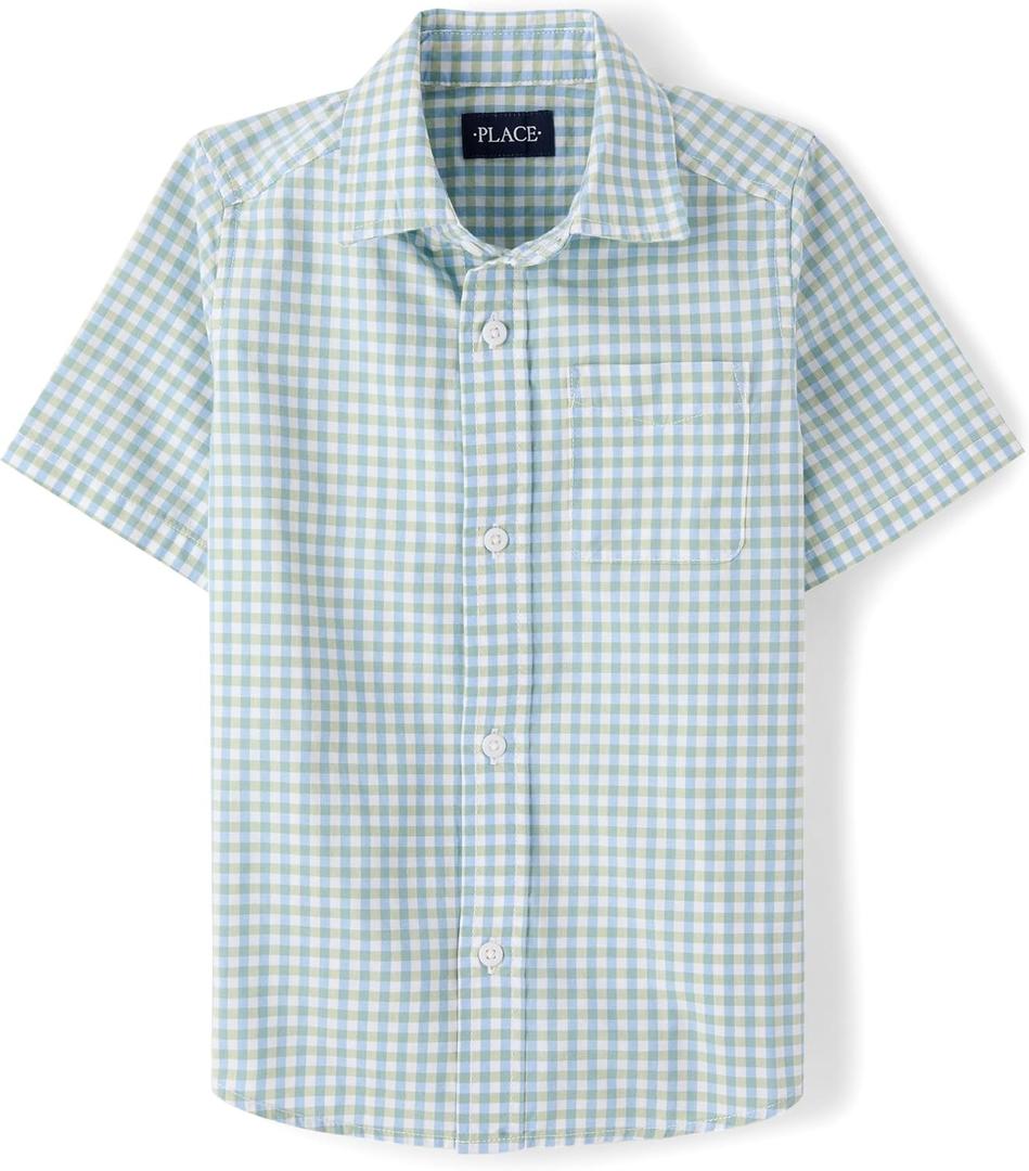 The Children's Place boys Short Sleeve Button Up Shirt (XS)