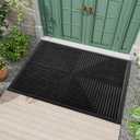 Arotive Front Door Mat Indoor Outdoor Entrance, Heavy Duty Non-Slip Rubber Doormats, Low Profile, Easy Clean, Dirt Trapper Entryway Floor Mats for Outside, Garages and Patios, 29.5x17, Black