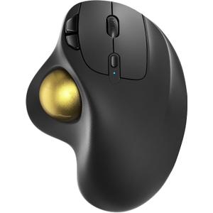 Nulea M501 Wireless Trackball Mouse, Rechargeable Ergonomic, Easy Thumb Control, Precise & Smooth Tracking, 3 Device Connection (Bluetooth or USB Receiver), Compatible for PC, Laptop, Mac, Windows.