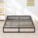Richwanone 8 Inch King Size Bed Frame Metal Platform Mattress Foundation with Steel Slat Support, No Box Spring Needed, Easy Assembly, Black