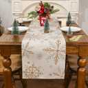 Siilues Christmas Table Runner, Snowflake Decorations White Gold Christmas Runner for Table Seasonal Chriatmas Winter Holiday Decor for Indoor Outdoor Dining Table Decorations 13x60 Inch