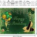 8x6ft Green Happy Birthday Backdrop Golden High Heels Champagne Glasses Glitter Sequin Photography Background Green Rose Shiny Balloons Adults Women Birthday Party Decorations Photo Booth Props