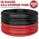 100FT 10 Gauge Wire (50ft Each- Black/Red) 4 40A Fuse Holder/20 Lugs/ 3:1 Heat Shrink Tube-Copper Clad Aluminum CAA-Primary Automotive Wire,Car Amplifier Power & Ground Cable