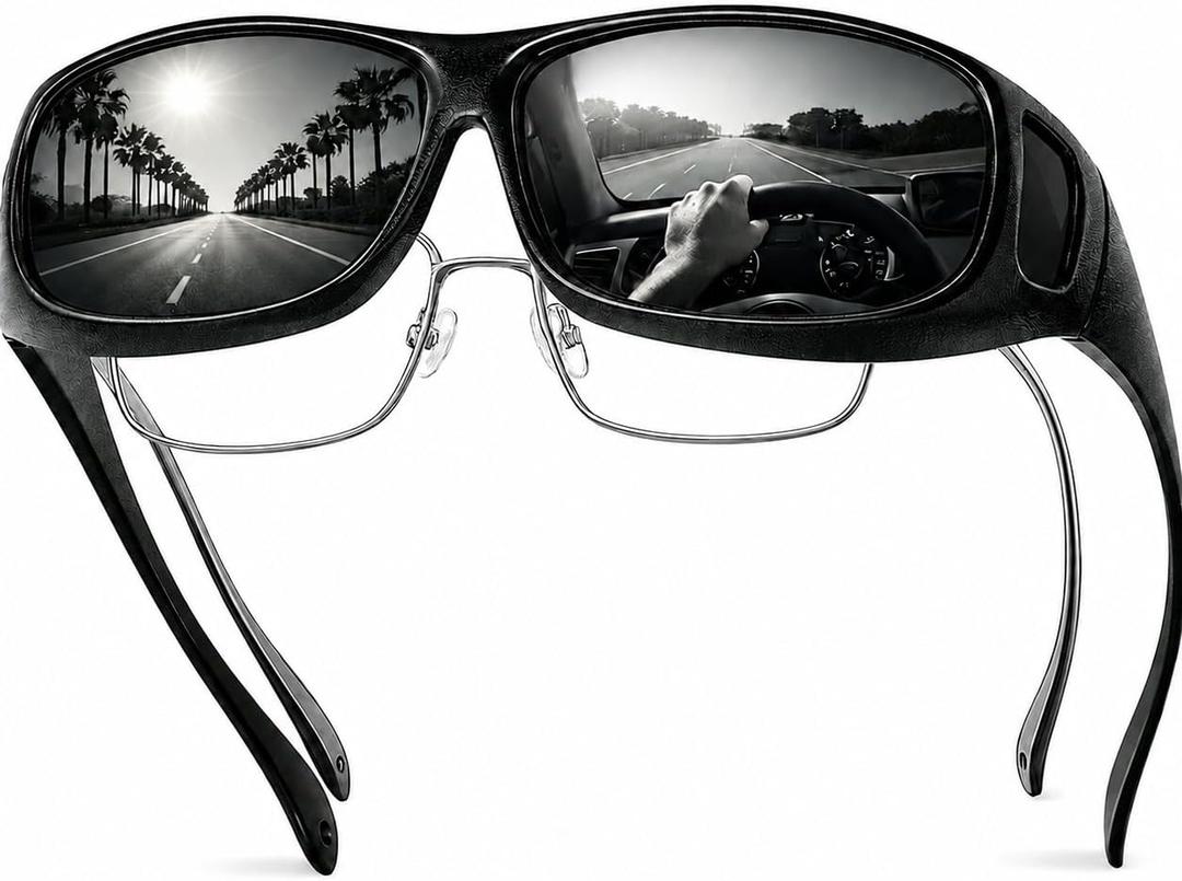 Polarized Sunglasses for Men Women, Lightweight Fit Over Glasses Driving Sunglasses for Outdoor Sports Fishing