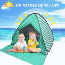 Pop Up Beach Tent Shade Sun Shelter UPF 50+ Canopy Cabana 2-3 Person for Adults Baby Kids Outdoor Activities Camping Fishing Hiking Picnic Touring (Lake Green Stripes)