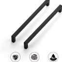 Ravinte Square Cabinet Handles Matte Black Pulls Drawer Kitchen Hardware for Cabinets Cupboard 14 Pack 10-1/2 Inch (10 Inch Hole Center)