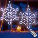 Attmu 2 Pcs Christmas Snowflake Window Lights with 144 LED Cool White, 8 Lighting Modes 12 Inches Snowflake Lights Outdoor Decorations for Home Window Display Furniture Xmas Decor