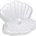 Zcaukya Inflatable Seashell Pool Float, Giant Clam Air-Filled Toys with Pearl Ball for Kids Birthday Party Swimming Pool Summer Beach Party Mermaid Ocean Theme Party Decor, Large