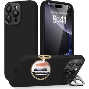 Magnetic for iPhone 16 Pro Max Case with Stand, Compatible with MagSafe, Silicone Upgraded [Camera Control Button] Shockproof Protective Phone Case for iPhone 16 Pro Max 6.7",Black