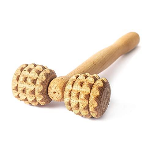 tuuli Accessories - T-Shape Massage Roller, Body and Face Roller, Multi-Functional Facial Massager, Helps Ease Muscle Tension and Supports Skin Health, Wooden Roller Massager Tool