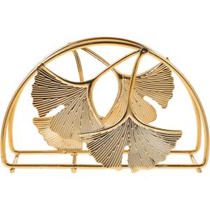Kichvoe Wrought Iron Napkin Holder Leaf Design Tissue Dispenser Stand for Kitchen Dining Table Party Decoration Compact Metal Paper Towel Storage (Golden 2)