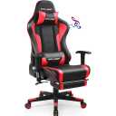 GTRacing Gaming Chair with Bluetooth Speakers and Footrest Video Chair Music Series GT890MF, Red