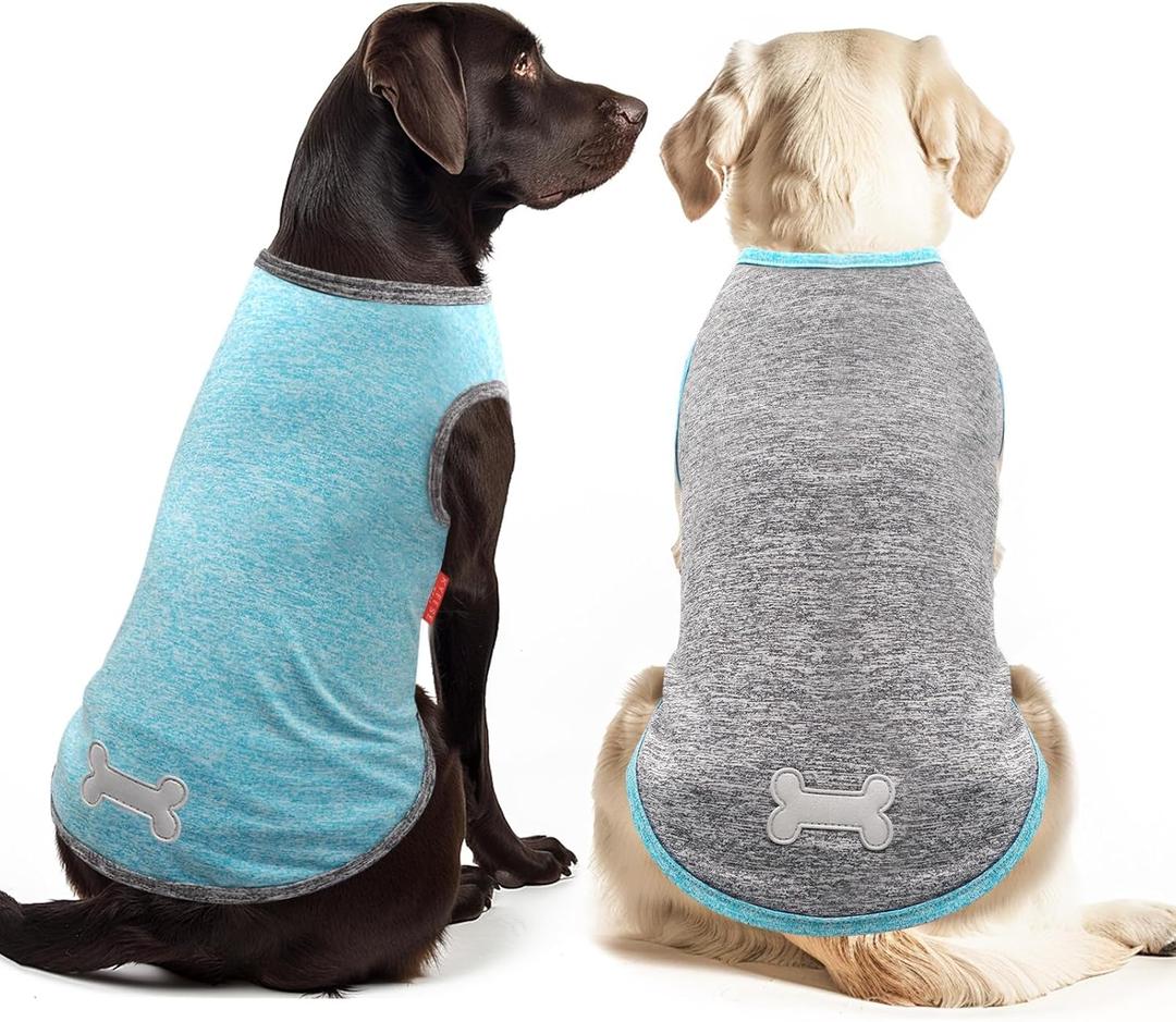 KYEESE 2 Pack Dog Shirts Quick Dry Soft Stretchy Sun Protection Pet T-Shirts with Reflective Label Tank Top Sleeveless Vest Dog Clothes for Small Medium Dogs, XX-Large, Grey+Blue KYEESE 2 Pack Dog Shirts Quick Dry Soft Stretchy Sun Protection Pet T-Shirts with Reflective Label Tank Top Sleeveless Vest Dog Clothes for Small Medium Dogs, XX-Large, Grey+Blue