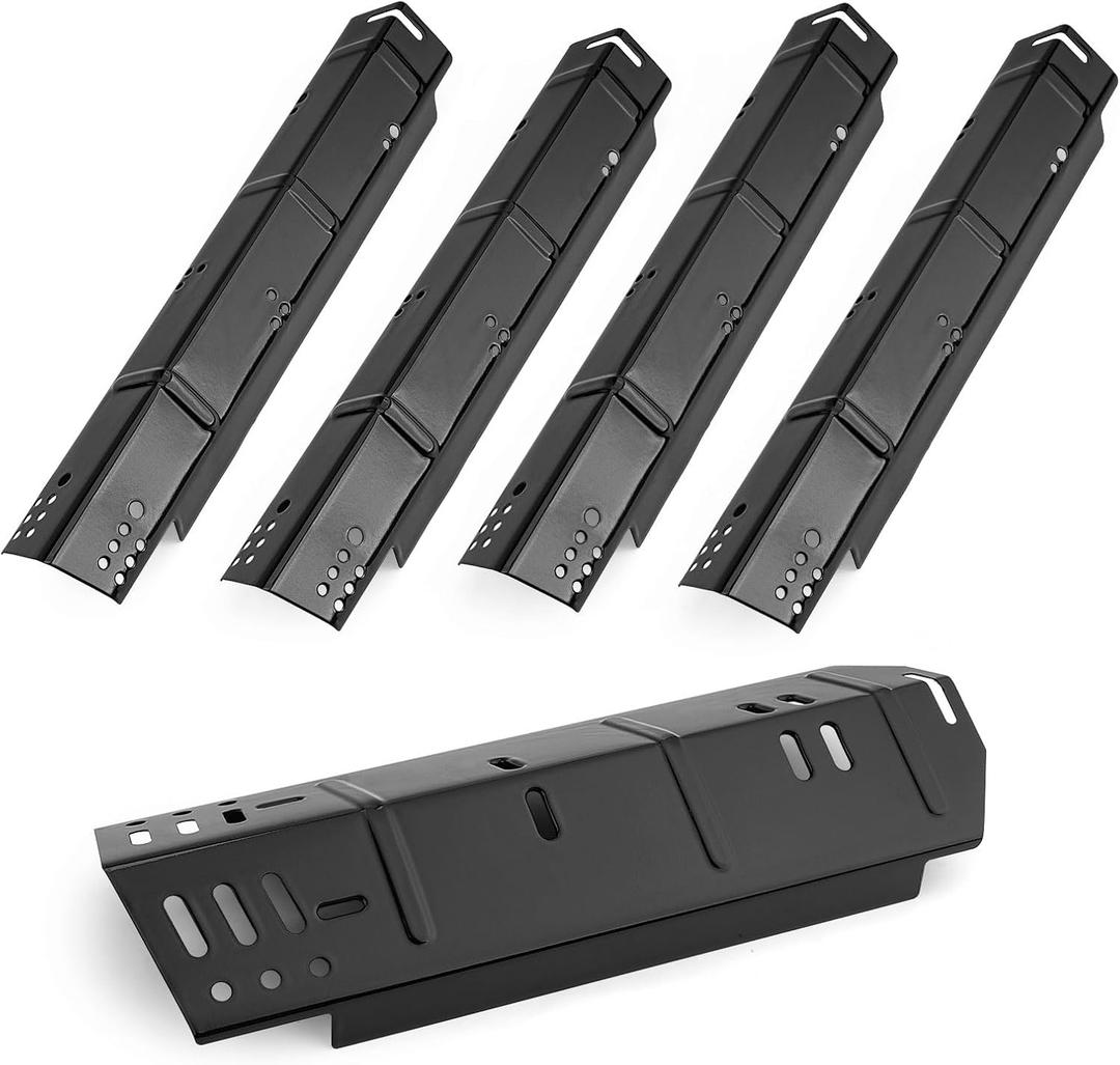 Grill Heat Plate Replacement for Dyna-Glo 5 Burner DGH474CRP DGH485CRP DGH483CRP 4 Burner DGH450CRP, Porcelain Steel Heat Tent Flavorizer Bar Burner Cover Flame Tamer for Revoace GBC1793W, 5 Pack