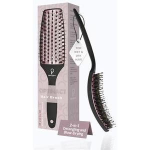 Inatekpro Curved Vented for Blow Drying - Boar Bristle Brush (Medium) with Comfortable Handle - Soft Bristle Brush for Thick and Fine Hair - Natural Boar Bristles for Women, Men & Kids - Rose Gold Inatekpro Curved Vented for Blow Drying - Boar Bristle Brush (Medium) with Comfortable Handle - Soft Bristle Brush for Thick and Fine Hair - Natural Boar Bristles for Women, Men & Kids - Rose Gold