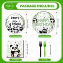 96 Pcs Panda Birthday Decorations Party Like a Panda Paper Plates and Napkins Green Bamboo Animal Themed Tableware Sets for Kids Birthday Baby Shower Newborn Party Supplies Serves 24