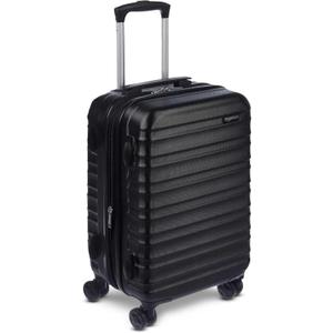 Amazon Basics 21" Hardside Carry-On Luggage with Spinner Wheels, Expandable for Up to 25% More Space, Scratch-Resistant Hard Shell, Telescoping Handle, Black