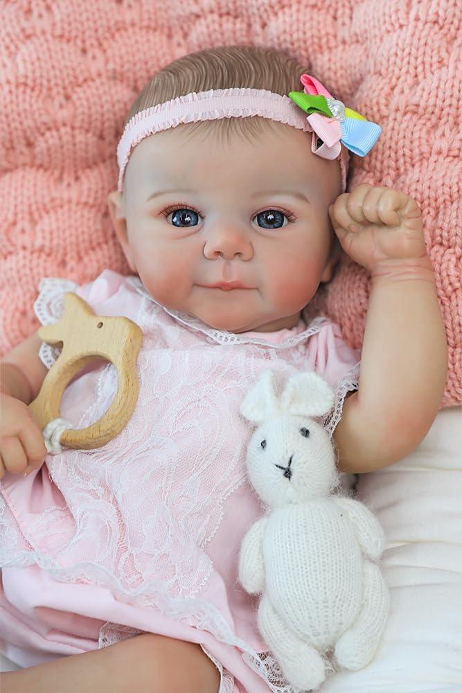 SCOM Reborn Baby Doll Girl - 18 Inch Lifelike Newborn with Realistic Details, Real Life Baby with Soft Weighted Body, Gift-Ready for Girls Ages 3+
