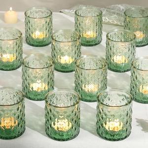 12Pcs Large Votive Candle Holders Clear Tea Light Candle Holders Glass Candle Holder for Bridal Shower, Wedding, Table Centerpiece, Party, Home Decor