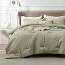 Bedsure Oversized Queen Comforter Set - Olive Green Soft Bedding for All Seasons, Cationic Dyed Bed Set, 3 Pieces, 1 Oversized Queen Size Comforter (98"x98") and 2 Pillow Shams (20"x36"+2")