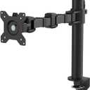 Amazon Basics Single Computer Monitor Stand with Cable Management, Height Adjustable VESA Desk Arm Mount, Fully Adjustable Tilt and Rotation, Steel, Black, Fits 13-30" Screens
