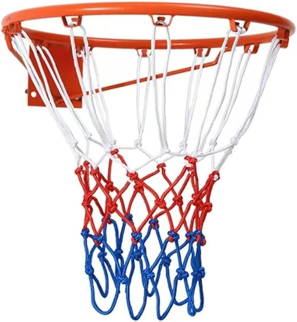 18 Inch Basketball Rim Replacement with Net, Universal Basketball Hoop Rim with Mounting Straps, Indoor Outdoor Basketball Rim for Most Backboard, Tree-Mountable Basketball Hoop Replacement
