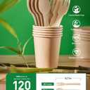 Devot 100% Natural Bamboo Disposable Cutlery Set - 120 Mix (60 Forks, 60 Spoons) 6.7", Eco Friendly Utensils, Biodegradable, Compostable, Splinter Free and Perfect For Weddings, Camping, Party