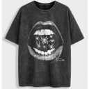 Milumia Men's Y2k Gothic Graphic T Shirts Short Sleeve Loose Tee Tops Black (Black, M)