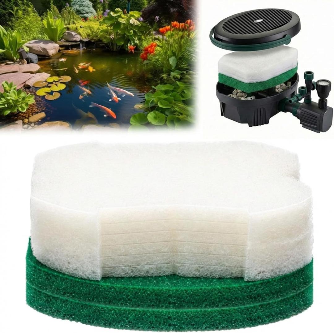 2 Sets/14 Pack Pond Filter for Ponds, Maintenance Replacement Media Kit Suitable for Inpond 5-in-1 200 Gallon Model, 2 Reusable Foam Filter & 12 Polymer Wool Pads(Fit 200)