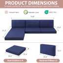 7-Piece Patio Furniture Cushions Set, Replacement Outdoor Cushions for 4-Seat Patio Sectional, Waterproof & Fade Resistant Deep Seat Cushion for Outdoor Sofa, Navy Blue