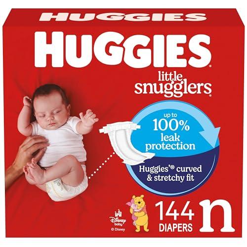 Huggies Size Newborn Diapers, Little Snugglers Baby Diapers, Size Newborn (up to 10 lbs), 144 Count