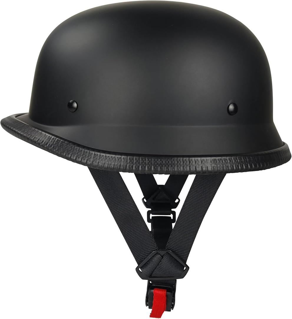 German Half Helmet, Adult Summer Handmade Personality Vintage Casco , Motorcycle Helmet Scooter Cool Helmet for Men and Women (Black, Large)
