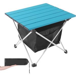 Grope Portable Camping Table Ultralight Aluminum Camp Table with Storage Bag,Beach Table for Sand with Carrying Bag,Prefect for Outdoor,Picnic,BBQ,Cooking,Festival (Blue with Storage Bag-S)