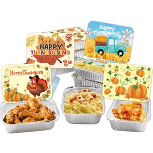 WorldBazaar Cute Thanksgiving Leftover Containers 36PCS Thanksgiving Take Home Containers with Lids Fall Turkey Foil Pans Food Sacks Storage Harvest Party Supplies