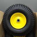 AR-PRO Exact Replacement 15" x 6.00-6" Front Tire and Wheel Assemblies Compatible with John Deere Riding Mowers 100 and D100 Series - 3" Centered Hub and 3/4" Bushings, 4Ply Pneumatic (Set of 2) (Yellow)