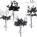 2 x MISSPIN 10 PCS 18 inch Black Fall Decor Bouquets, Fall Decorations Indoor Outdoor Halloween Thanksgiving Farmhouse Arrangement for Front Door Wedding Centerpieces in Autumn (Maple Leaf Pumpkin)