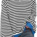 AlvaQ Womens Oversized Sweatshirt 2024 Casual Crewneck Long Sleeve Colorblock Striped Pullover Tunic Tops Outfits (L)