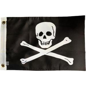 Small Jolly Roger 12x18 Flag Ship Garden Boat Pirate Man Cave Kayak  (12x18", Jolly) (12"x18")