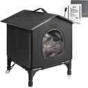 Rest-Eazzzy Heated Cat House for Indoor Cats in Winter, Waterproof, Fully Insulated Shelter, Great for Cat Houses and Cat Beds (Black, Small)