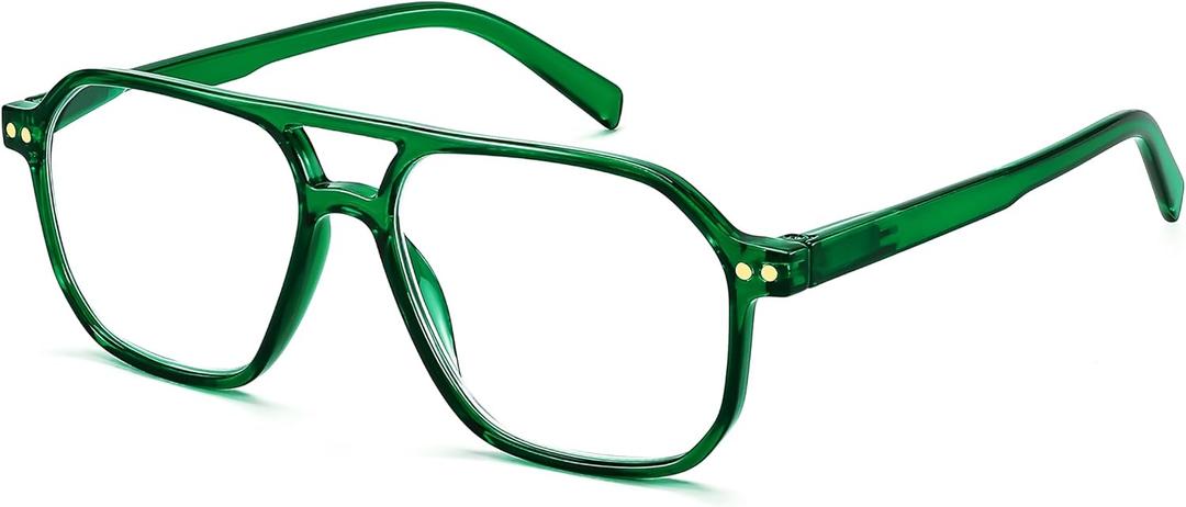 FEISEDY Retro Aviator Reading Glasses Square Readers with Spring Hinge Blue Light Reading Glass for Women Men B0068