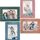 eletecpro 4x6 Picture Frame Set of 4, Display 4x6 Photos, with Real Glass and Farmhouse Style Texture Rustic Set for Wall Decor or Tabletop (Red, Orange, Green, Blue)
