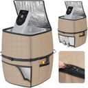 Hot Tub Spa Heater Pump Cover,16.9" D x 14.96" W x 21.2" H Waterproof 600D Oxford Fabric Aluminum Film Insulated Cover,Inflatable Hot Tub Spa Heater Pump with Zipper and Adhesive Straps,Brown,Square