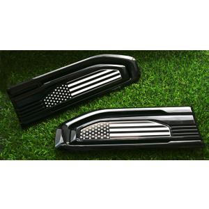 Pair Custom USA Flag Driver Side Vent Right Left 3D Badge Emblems Replacement for 19-24 GMC Sierra 3.0 Duramax 5.3L 6.2L V8 1500 GM (Black White)