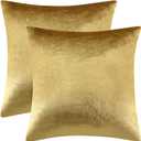 GIGIZAZA Gold Velvet Decorative 20x20 Throw Pillow Covers for Sofa Bed 2 Pack Soft Cushion Cover (20" x 20" (Pack of 2))