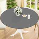 Smiry Round Picnic Tablecloth, Wipeable Flannel Backed Vinyl Tablecloths for 25" - 30" Tables, Waterproof Elastic Fitted Table Covers for Camping, Indoor, Outdoor, Grey