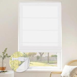 No Drill Roman Shades, Cordless No Drill Blinds for Windows Thermal Insulated UV Protection and Heat Blocking, EAS Install for Kitchen Living Room Home, Light Filtering White Customize Size