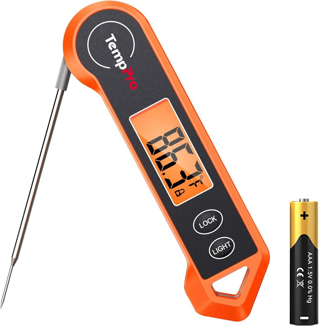 ThermoPro Digital Instant Read Meat Thermometer for Grilling Waterproof Kitchen Cooking Food Thermometer with Ambidextrous Backlit for BBQ Grill Smoker Oil Fry Candy Thermometer