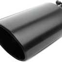 5 inch Inlet Exhaust Tip, 7" Outlet 15" Overall Length Stainless Steel Exhaust Tail Pipe, Bolt-On, Rolled Edge, Slant Sleek Angle Cut, Polished Tailpipe, Black